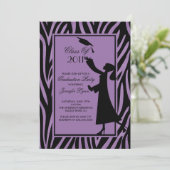 パープルゼブラ卒業招待状シルエットグラッド 招待状 (スタンド正面)