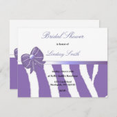 パープルゼブラ柄の結婚式前祝賀会招待状 招待状 (正面/裏面)