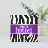 パープルゼブラ誕生日招待状 招待状 (スタンド正面)