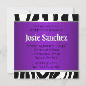 パープルゼブラ誕生日招待状 招待状 (裏面)