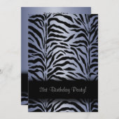 パープルゼブラ21歳の誕生日パーティの招待状 招待状 (正面/裏面)