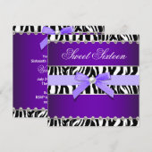 パープルゼブラ スウィート16 バースデーパーティー 招待状 (正面/裏面)
