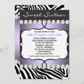 パープルゼブラSweet sixteen誕生会 招待状 (正面/裏面)