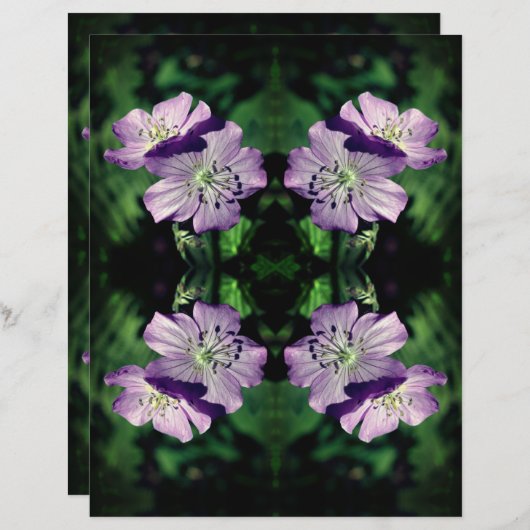 パープルゼラニウムフラワー抽象芸術スクラップブック紙 (正面/裏面)