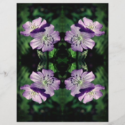 パープルゼラニウムフラワー抽象芸術スクラップブック紙 (正面)