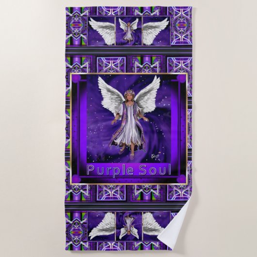パープルソウルビーチタオル ビーチタオル (正面)