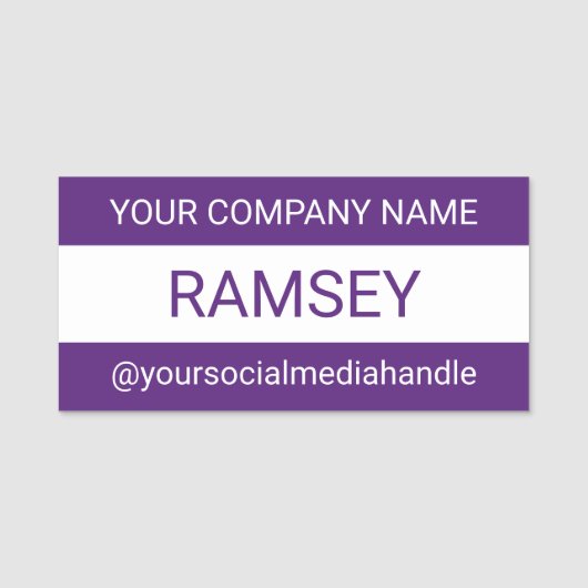 パープルソーシャルメディア名札ビジネスプロフェッショナル 名札 (正面)