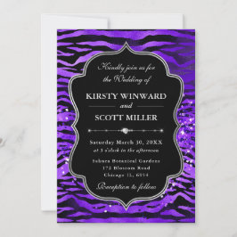 パープルタイガーストライプ グリッター グラム 結婚式 招待状