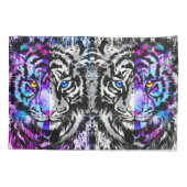 パープルタイガーピローケースグレータイガー顔 枕カバー (裏面)