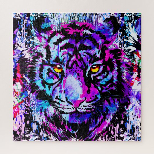 パープルタイガーヘッド – タイガーポートレートジグソーパズル ジグソーパズル (縦)