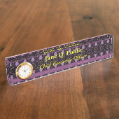 パープルタペストリーエレガンス机用ネームプレート デスクネームプレート (側面)