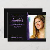 パープルタモダンッスル卒業パーティフォト招待状 招待状 (正面/裏面)