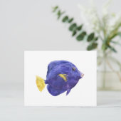 パープルタングの魚の水彩画イラスト ポストカード (スタンド正面)