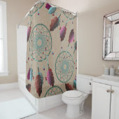 パープルターキオース先住民ドリームキャッツマイクロドット シャワーカーテン (インサイチュ)