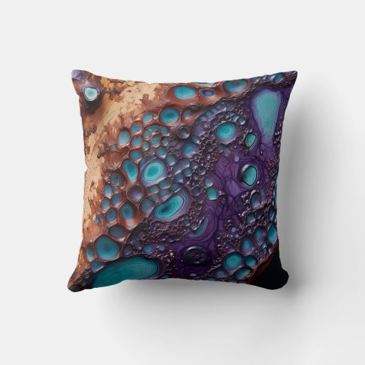 パープルターコイズアート装飾用クッション クッション (裏面)