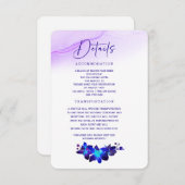 パープルターコイズオーキッドの結婚式詳細カード 招待状 (正面/裏面)