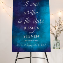 パープルターコイズスター銀河系結婚のウェルカムサイン