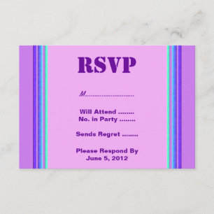 パープルターコイズストライプRSVP 出欠カード