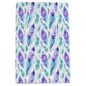 パープルターコイズピーコックフェザー ミディアムペーパーバッグ (正面)