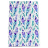 パープルターコイズピーコックフェザー ミディアムペーパーバッグ (裏面)