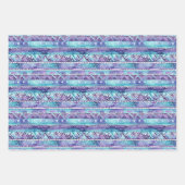 パープルターコイズピーコックフェザー ラッピングペーパーシート (正面3)