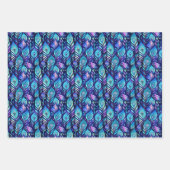 パープルターコイズピーコックフェザー ラッピングペーパーシート (正面2)