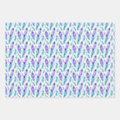 パープルターコイズピーコックフェザー ラッピングペーパーシート (正面)