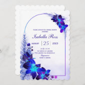 パープルターコイズブルーオーキッドブライダルシャワー 招待状 (正面/裏面)