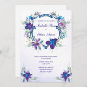 パープルターコイズブルーオーキッド結婚式招待状 招待状 (正面/裏面)