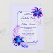 パープルターコイズブルーオーキッド結婚式招待状 招待状 (正面/裏面)