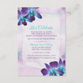 パープルターコイズブルーデンドロビウムオーキッドウェディング エンクロージャーカード (正面)