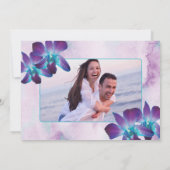 パープルターコイズブルーデンドロビウムオーキッド結婚ズ セーブザデート (裏面)