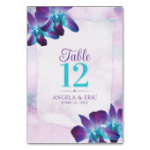 パープルターコイズブルーデンドロビウムオーキッド結婚ズ テーブルナンバー (裏面)