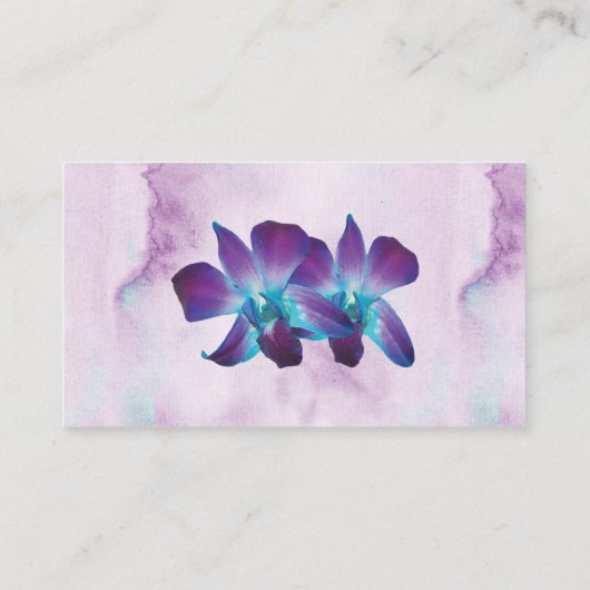 パープルターコイズブルーデンドロビウムオーキッド結婚ズ プレイスカード (裏面)