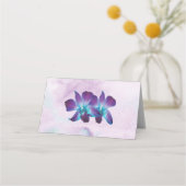 パープルターコイズブルーデンドロビウムオーキッド結婚ズ プレイスカード (裏面)