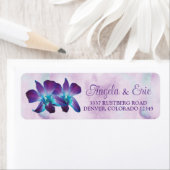 パープルターコイズブルーデンドロビウムオーキッド結婚ズ ラベル (インサイチュ)