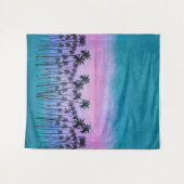 パープルターコイズヤシの木 タペストリー (正面(横))