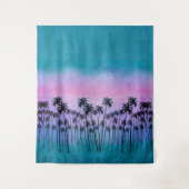 パープルターコイズヤシの木 タペストリー (正面)