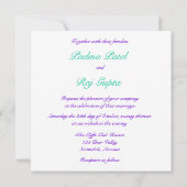 パープルターコイズヴィンテージフレーム結婚式招待状 招待状 (裏面)