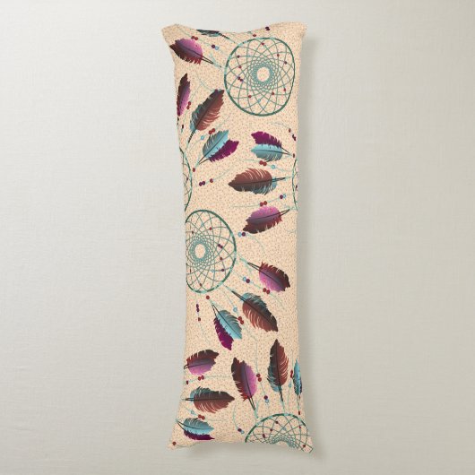 パープルターコイズ先住民アメリカンドリームキャッチャー ボディピロー (正面縦)