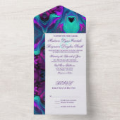 パープルターコイズ抽象芸術モダンビューティ オールインワン招待状 (内側)