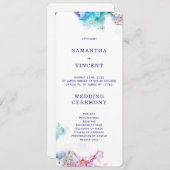 パープルターコイズ結婚式 プログラムテンプレート 招待状 (正面/裏面)