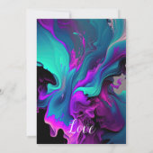 パープルターコイズ美しい抽象芸術流体結婚ズ 招待状 (裏面)