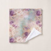 パープルターコイズ赤面フローラ バスタオルセット (ウォッシュタオル)