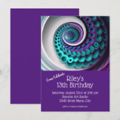 パープルターコイズ バースデーパーティ テンプレート (正面/裏面)