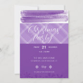 パープルタータンチェッククリスマスパーティー 招待状 (正面)