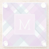 パープルタータンチェックモノグラム ガラスコースター (裏面)