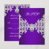 パープルダイアモンズパープルSweet sixteen誕生日RSVP 出欠カード (正面/裏面)