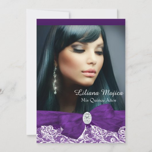 パープルダイアモンドボウ&レかわいらしースキンセアニェラ 招待状 (正面)