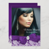 パープルダイアモンドボウ&レかわいらしースキンセアニェラ 招待状 (正面/裏面)
